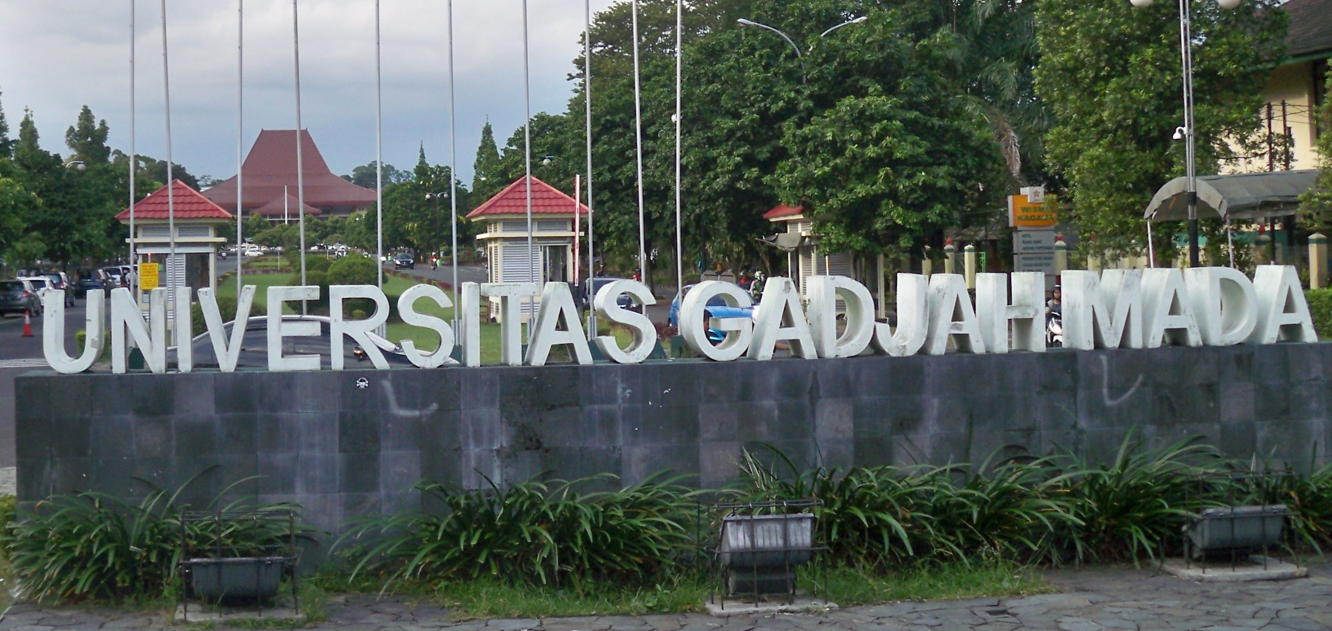 The sign to Universitas Gadjah Mada is pictured.