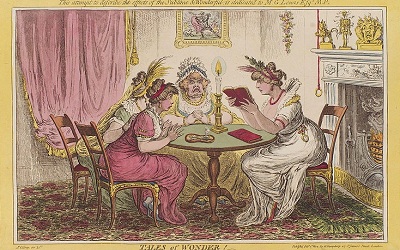 Gillray cartoon of four women reading