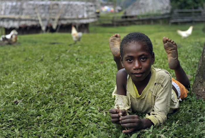 A boy from the village of Maljeah on the island of Espiritu Santo in the Independent Republic of Vanuatu