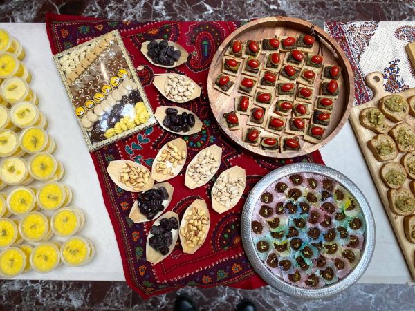 Various types of bite-sized Iranian food and desserts served at DIDAR: Arts of the Persian Court Event.