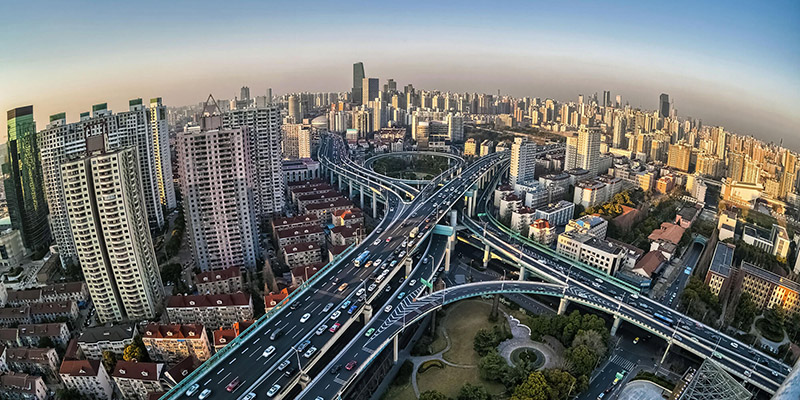 birds eye view of cityscape in China