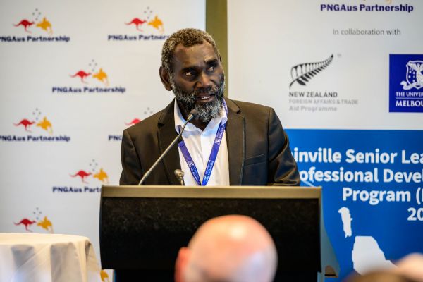 President of the Autonomous Bougainville Government, Hon. Ishmael Toroama, speaking at the conferral ceremony for the BSLPDP on 16 November.