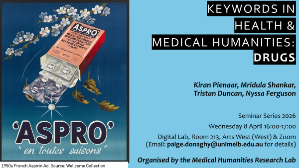 Event flyer with and an advertising for aspirin in French