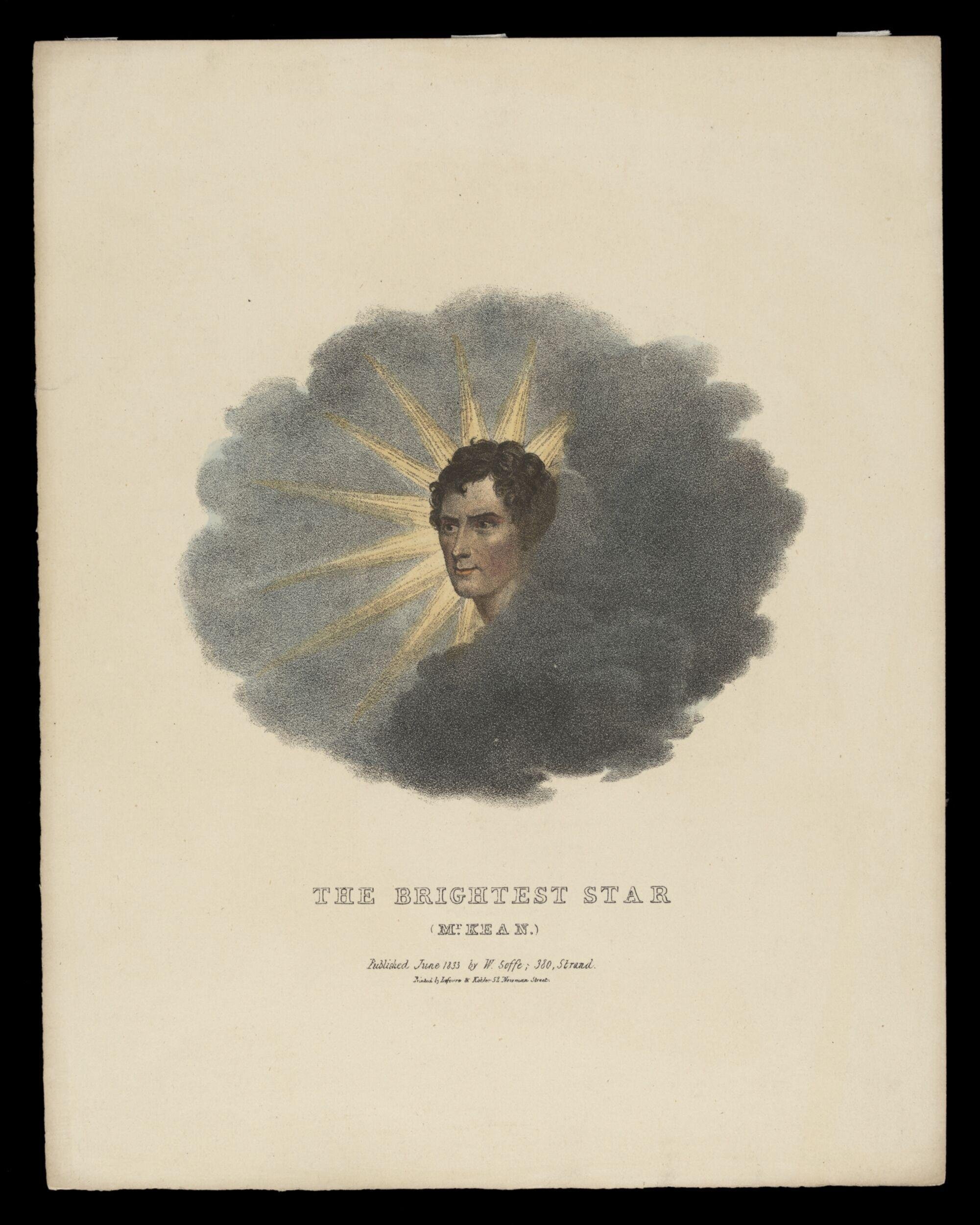 scan of book cover for the brighted star, image on cover shows man with curly head, peeking head between clouds with star shinning behind
