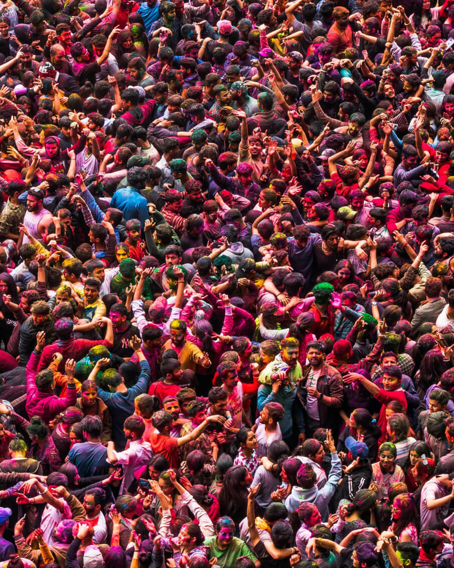 Thousands of people covered in colours at Holi