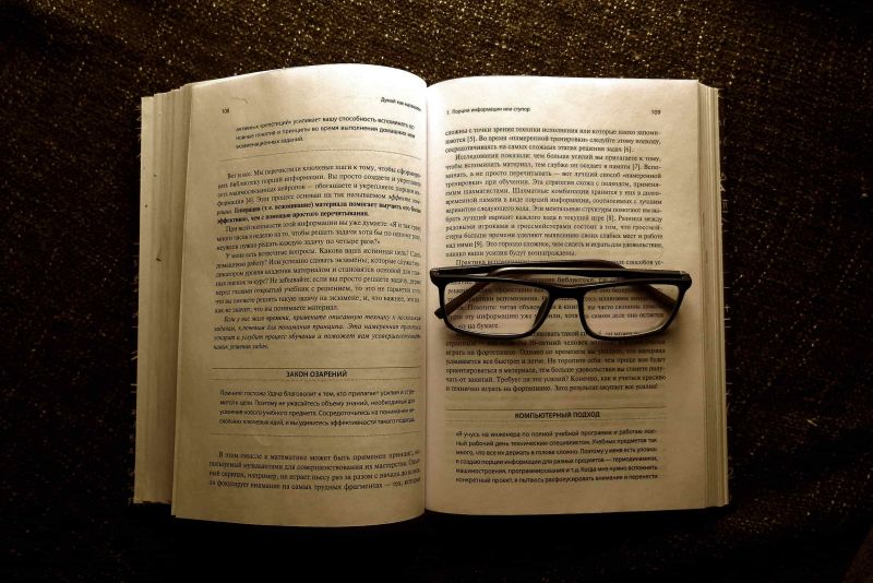 A book with glasses on it
