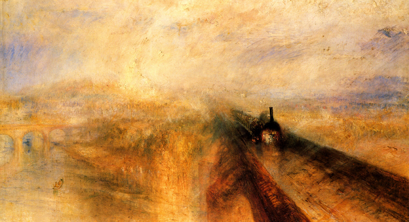J. M. W. Turner. Rain, Steam and Speed - The Great Western Railway 1844 (detail) Turner Bequest, 1856 National Gallery, London CC PD-US