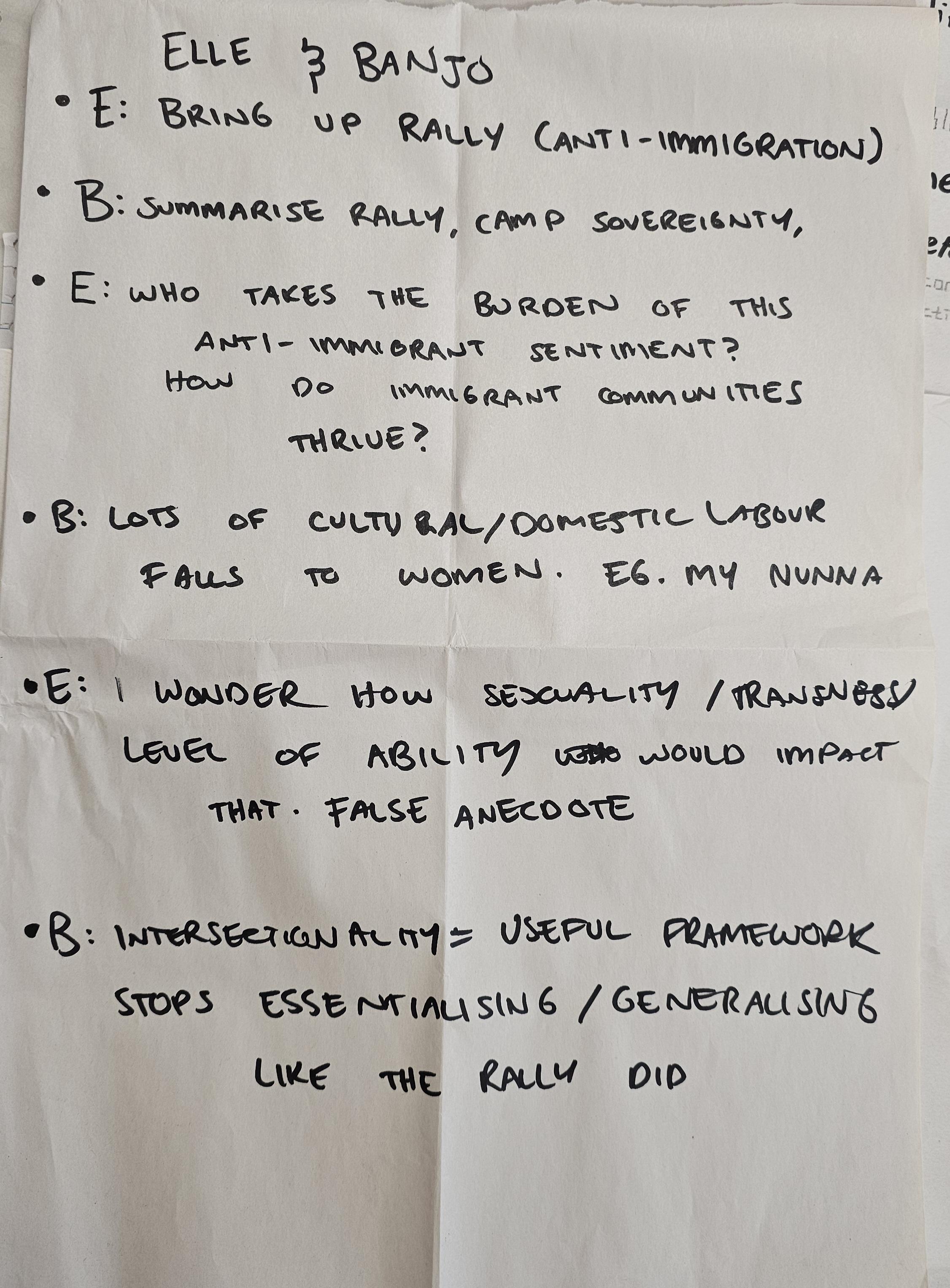 A dialogue script written by sociology students on anti-immigration rallies in Melbourne