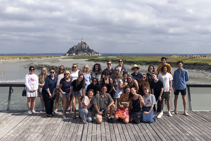 French students at Mont-Saint-Michel