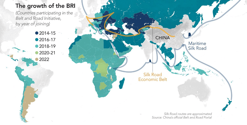 Infographic showing global growth of BRI between 2014 - 2022