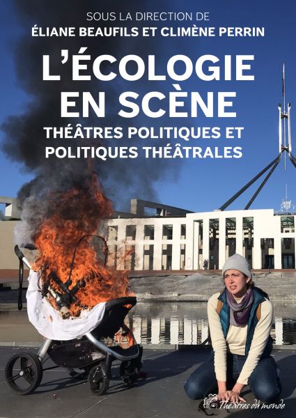 A cover of a book. The image features a woman sitting next to a burning pram outside Parliament House in Canberra