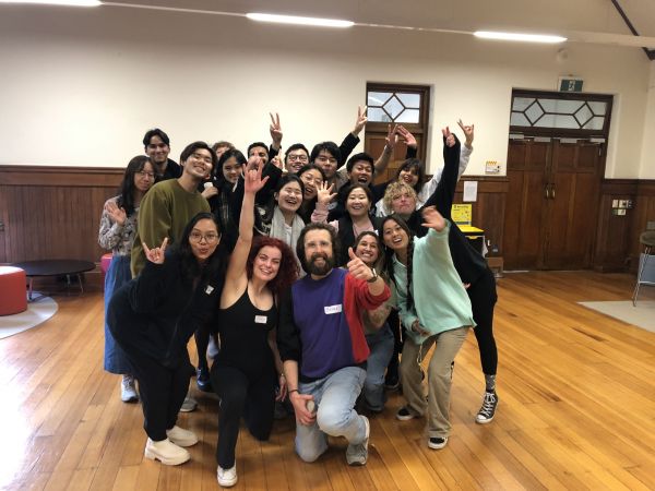Students after improv at Bachelor of Arts expo