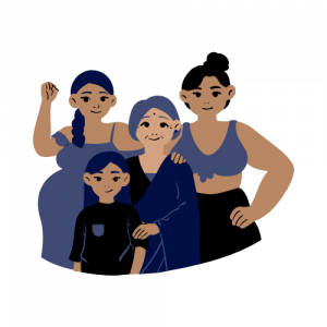 Graphic of East Asian Female family unit