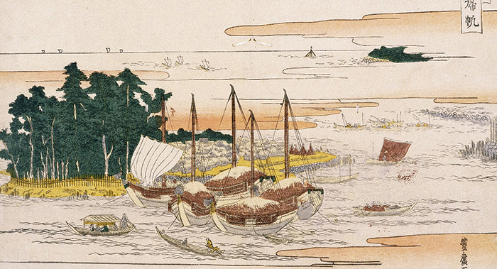 Toyohiro. Returning Sails at Tsukuda, from Eight Views of Edo (detail) between 1802 and 1829