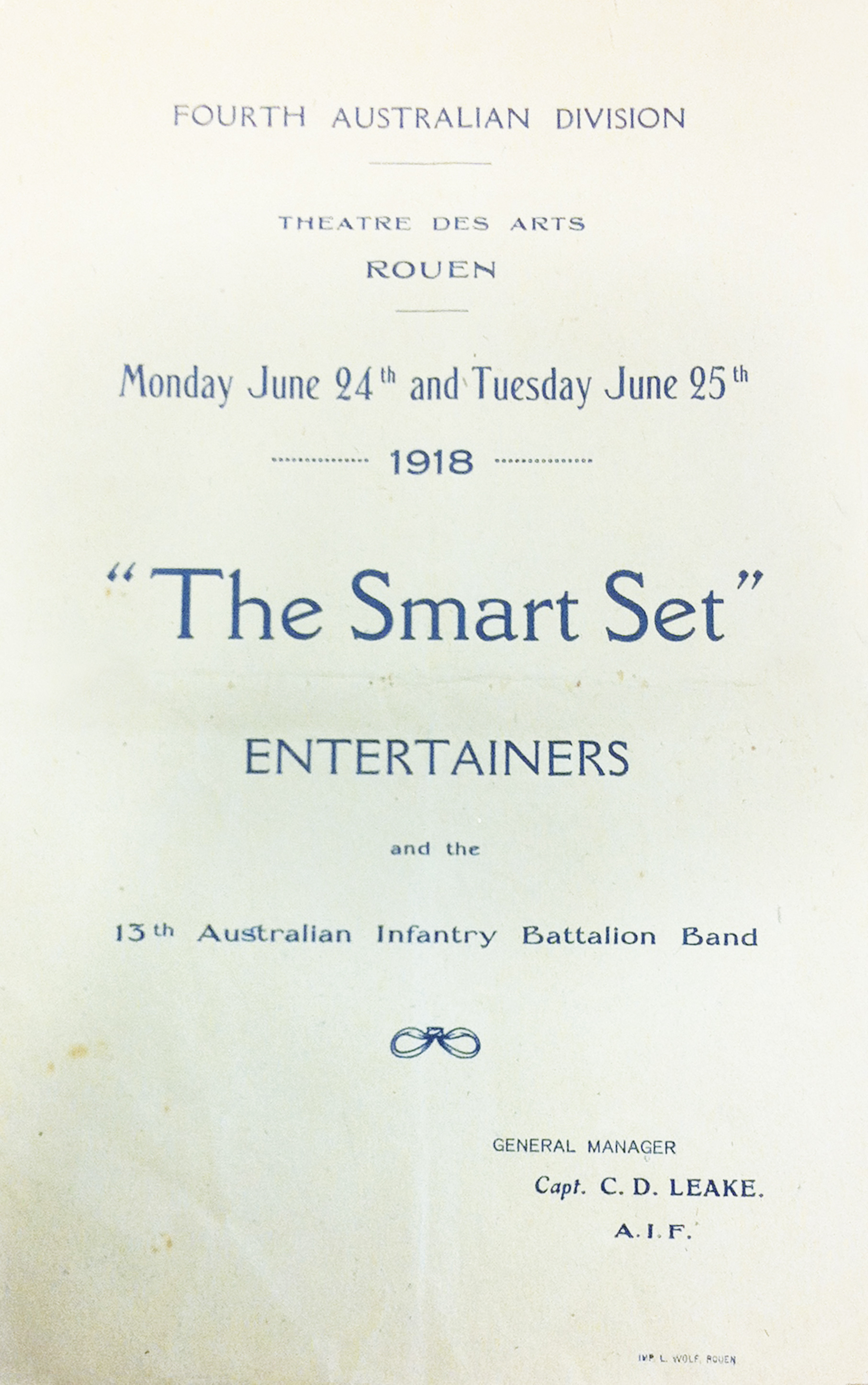 The Smart Set theatre program