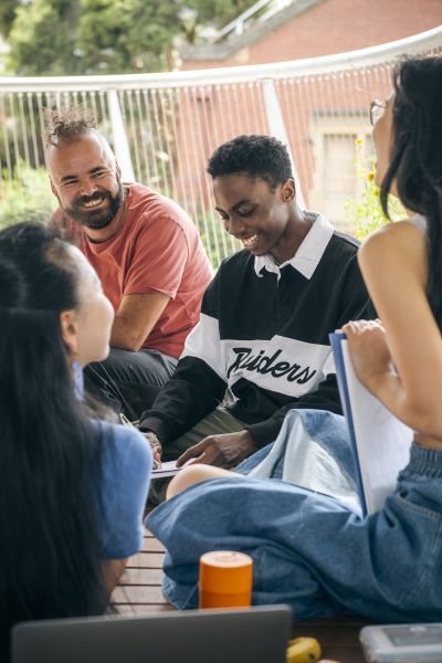 Students discussing ideas