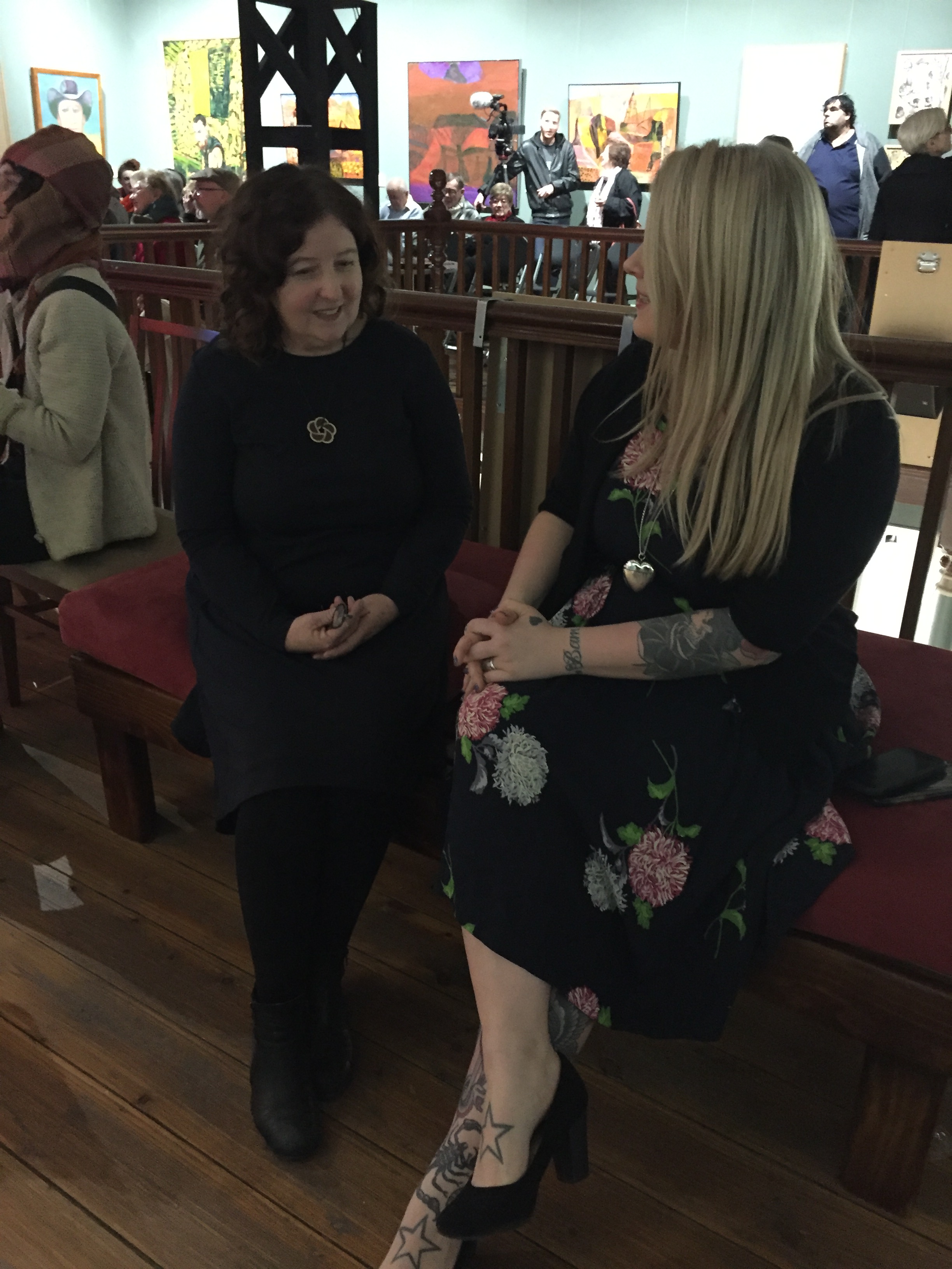 Cushla Hill, Senior Paintings Conservator Grimwade Centre and Tara Callaghan, Gallery and Museum Manager BHRAG at Vae Victis  Unveiling  event