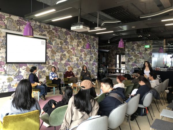 Panel presentation in research lounge
