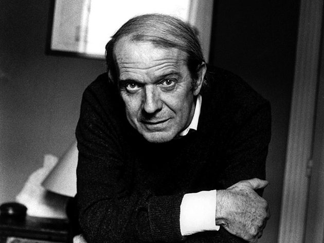 A black and white photo of Gilles Deleuze